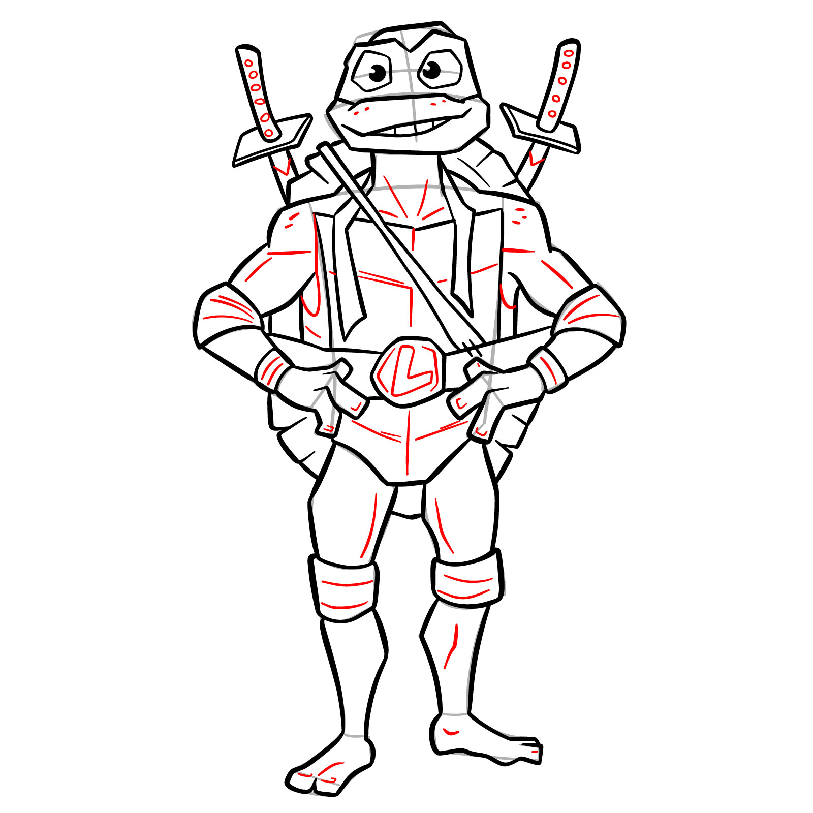 How to draw Leo from the Tales of the TMNT 2024 series - step 16