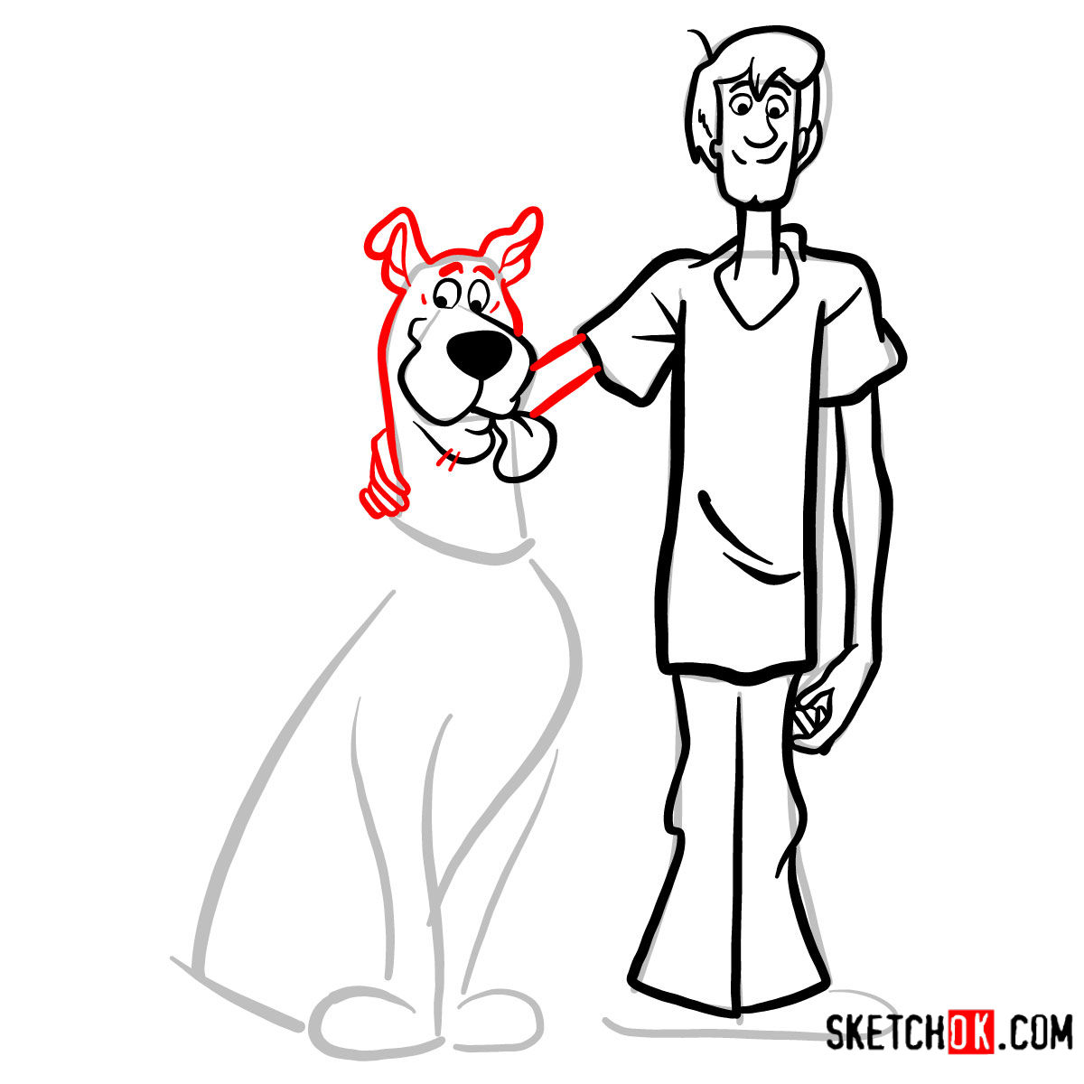 How to draw Scooby-Doo and Shaggy Rogers - step 10