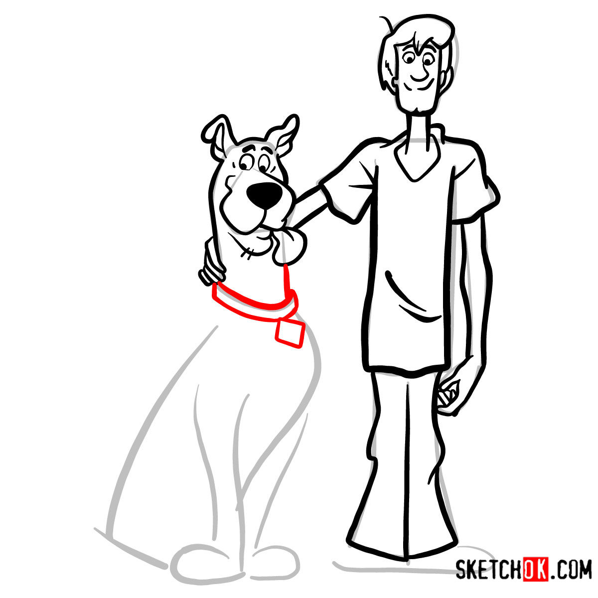 How to draw Scooby-Doo and Shaggy Rogers - step 11