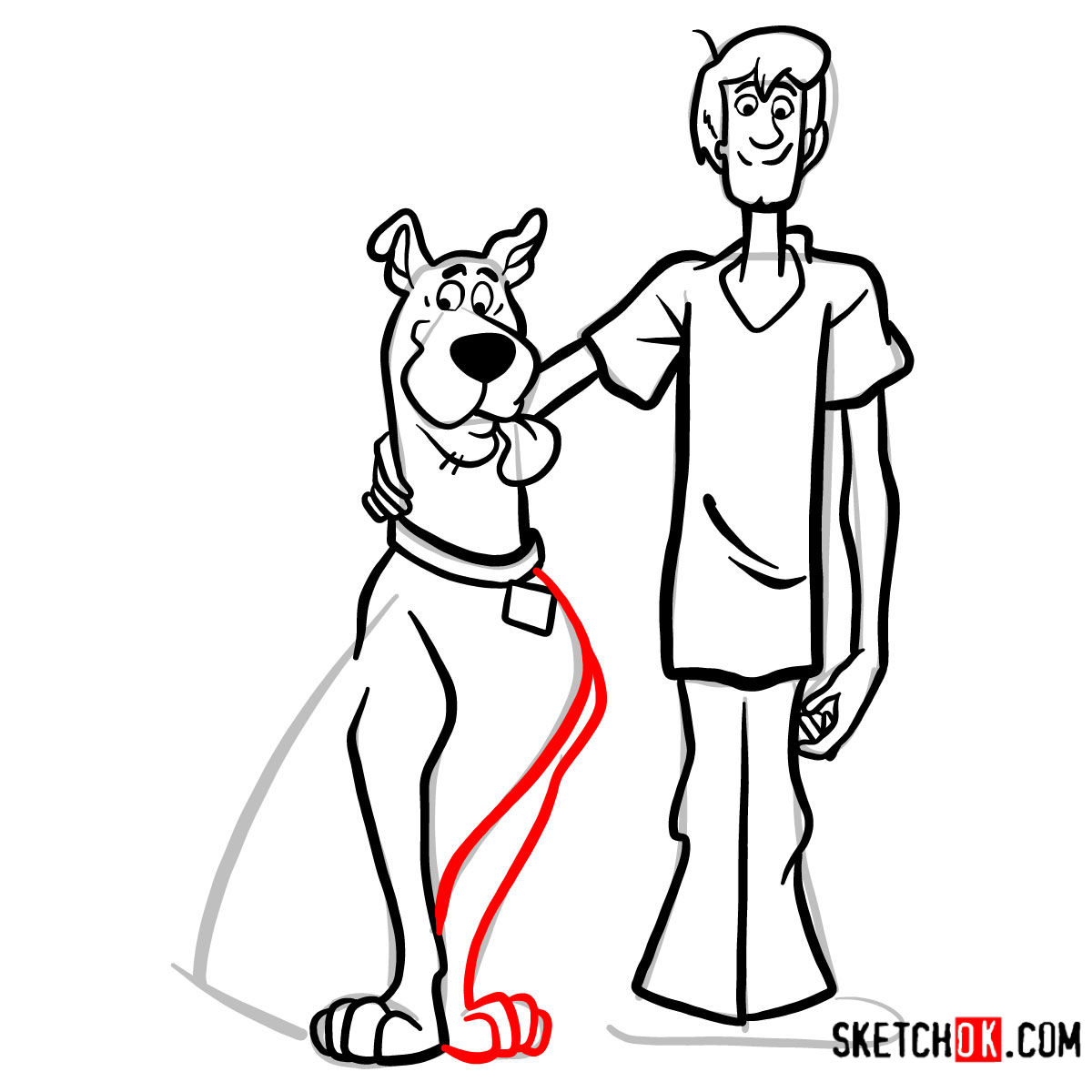 How to draw Scooby-Doo and Shaggy Rogers - step 13