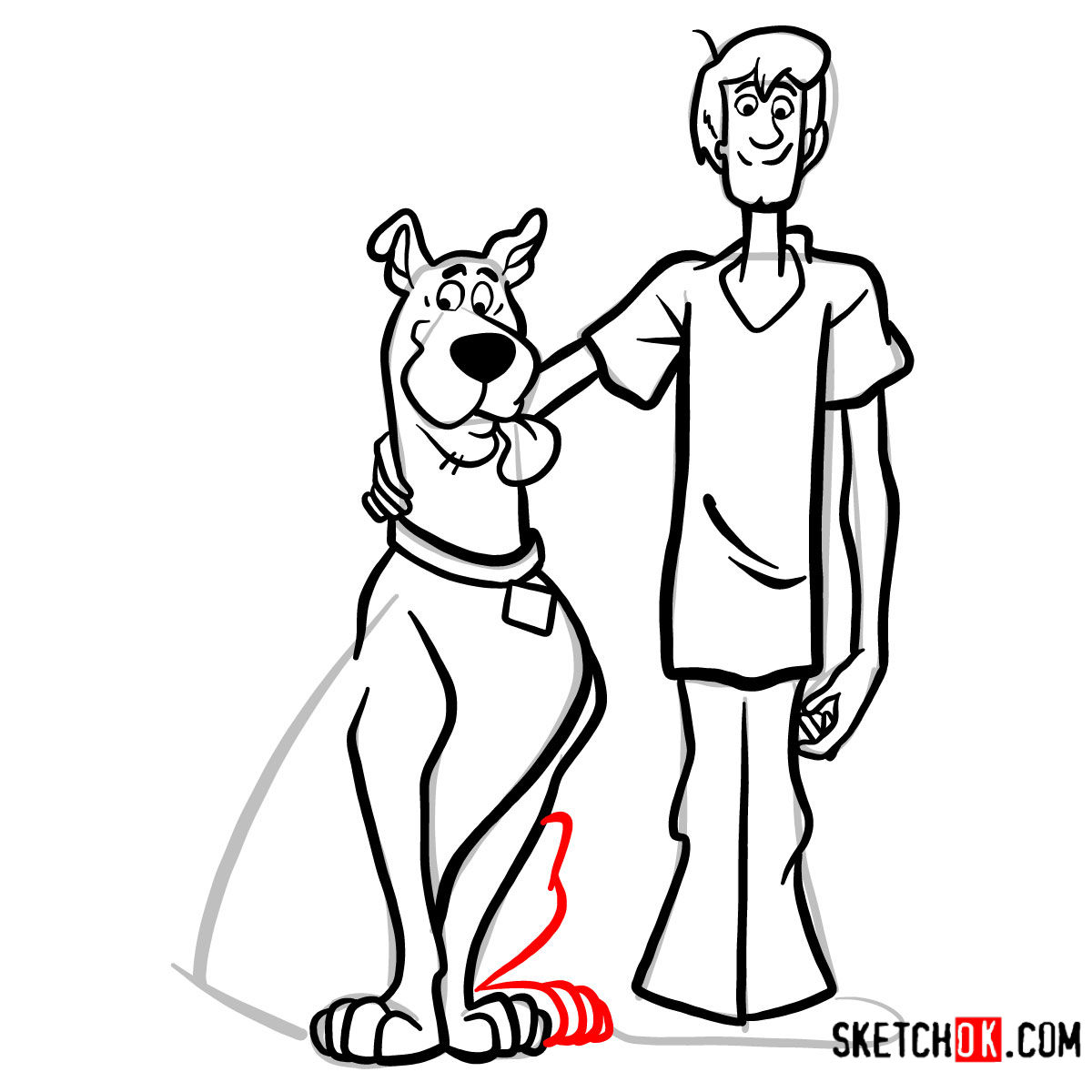 How to draw Scooby-Doo and Shaggy Rogers - step 14