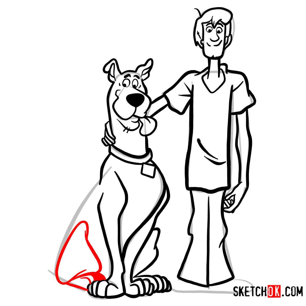How to draw Scooby-Doo and Shaggy Rogers - step 15