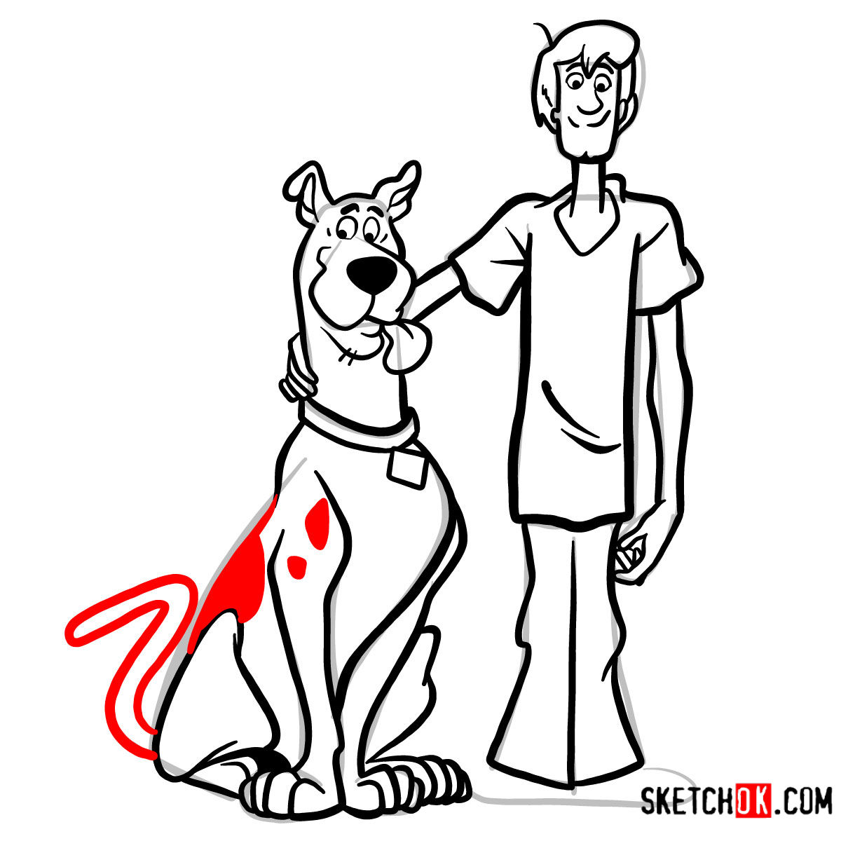 How to draw Scooby-Doo and Shaggy Rogers - step 16