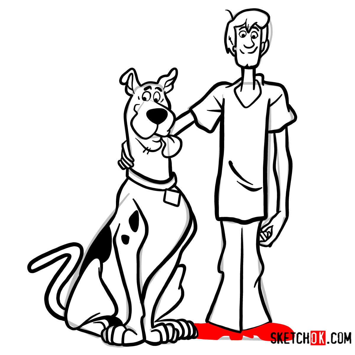 How to draw Scooby-Doo and Shaggy Rogers - step 17