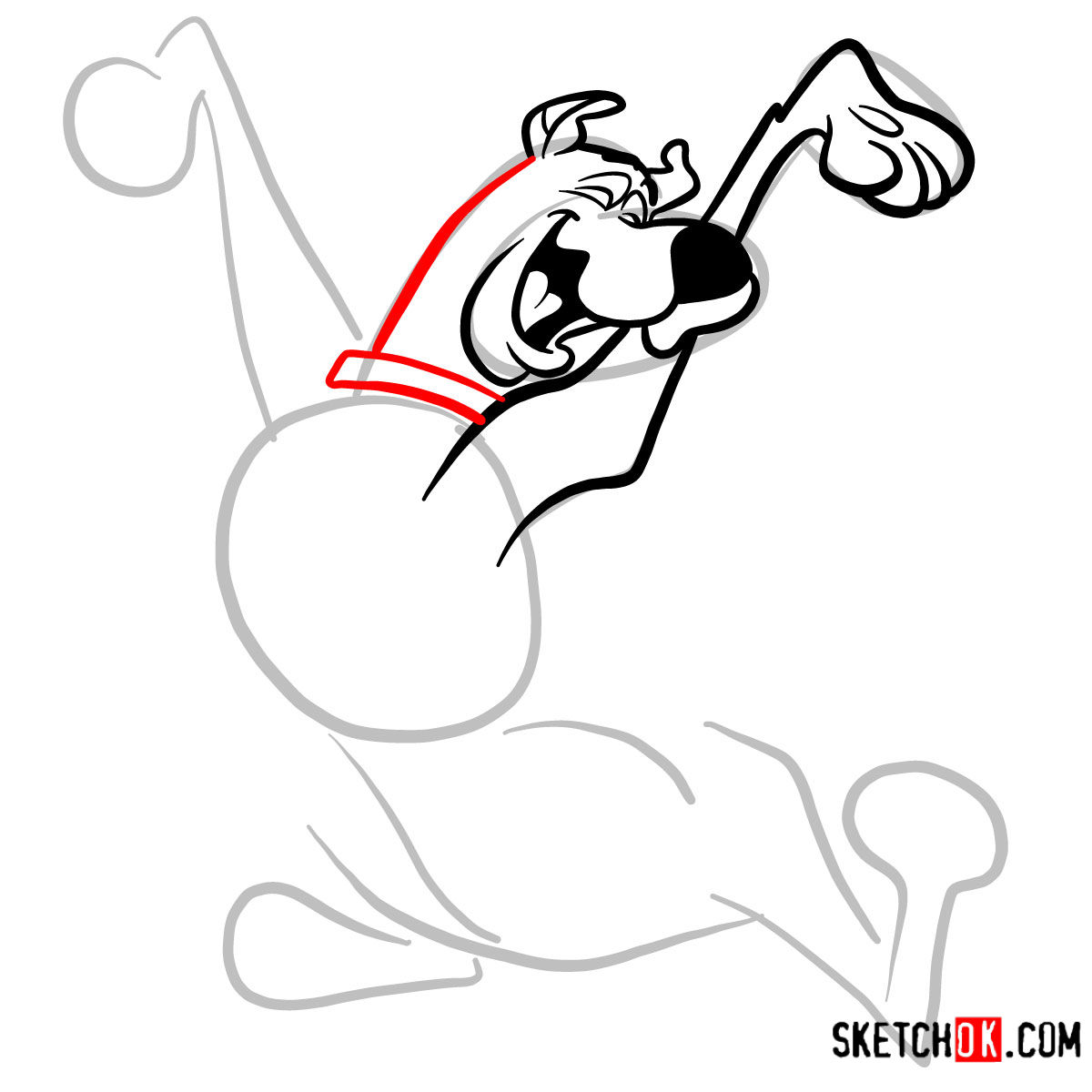 How to draw happy Scooby Doo - step 05