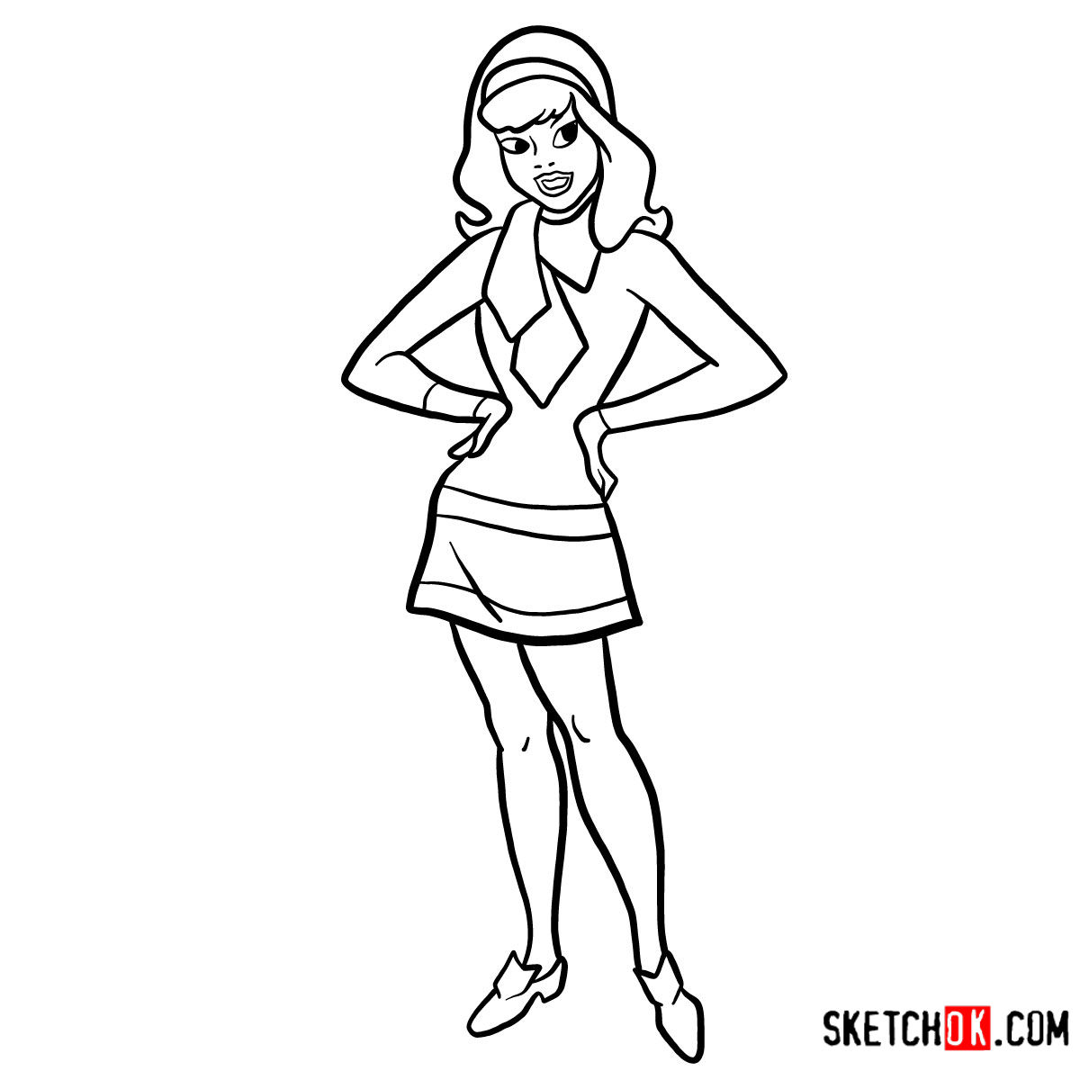 Step By Step How To Draw Daphne Blake Of Scooby Doo Fame 