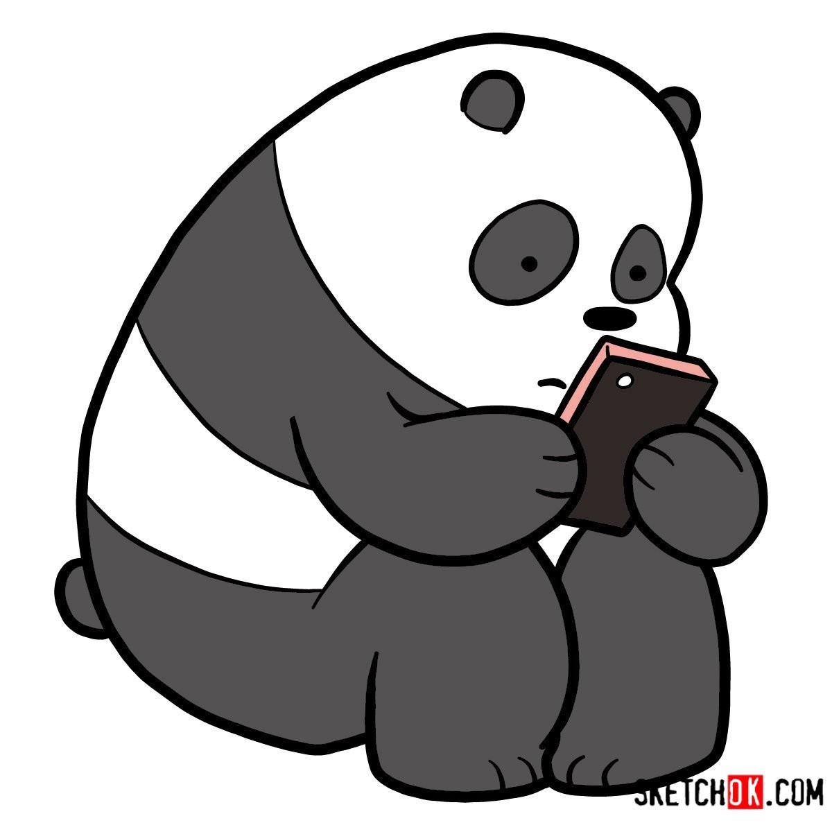 How to draw Panda Bear with a smartphone