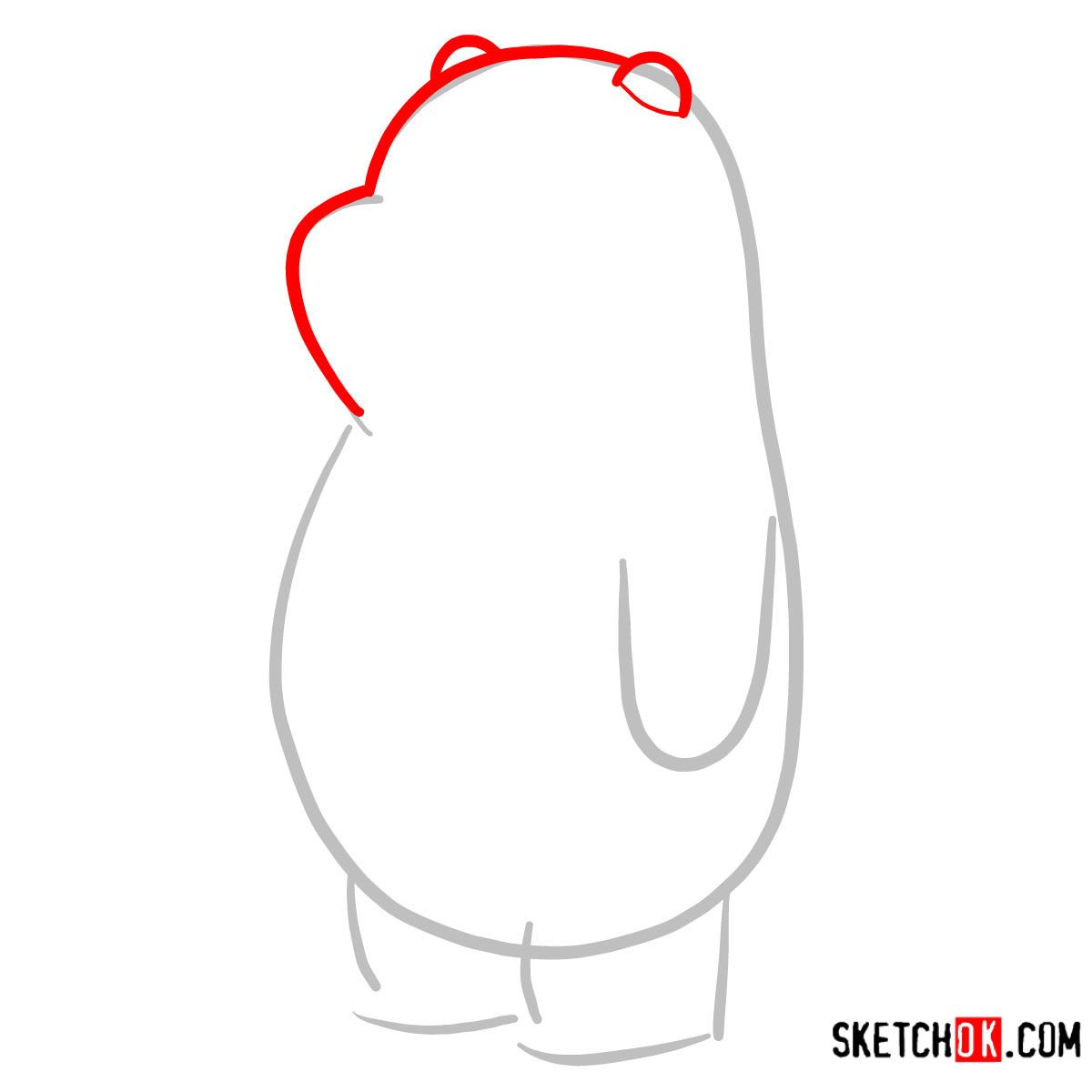 How to draw Panda Bear | We Bare Bears - step 02