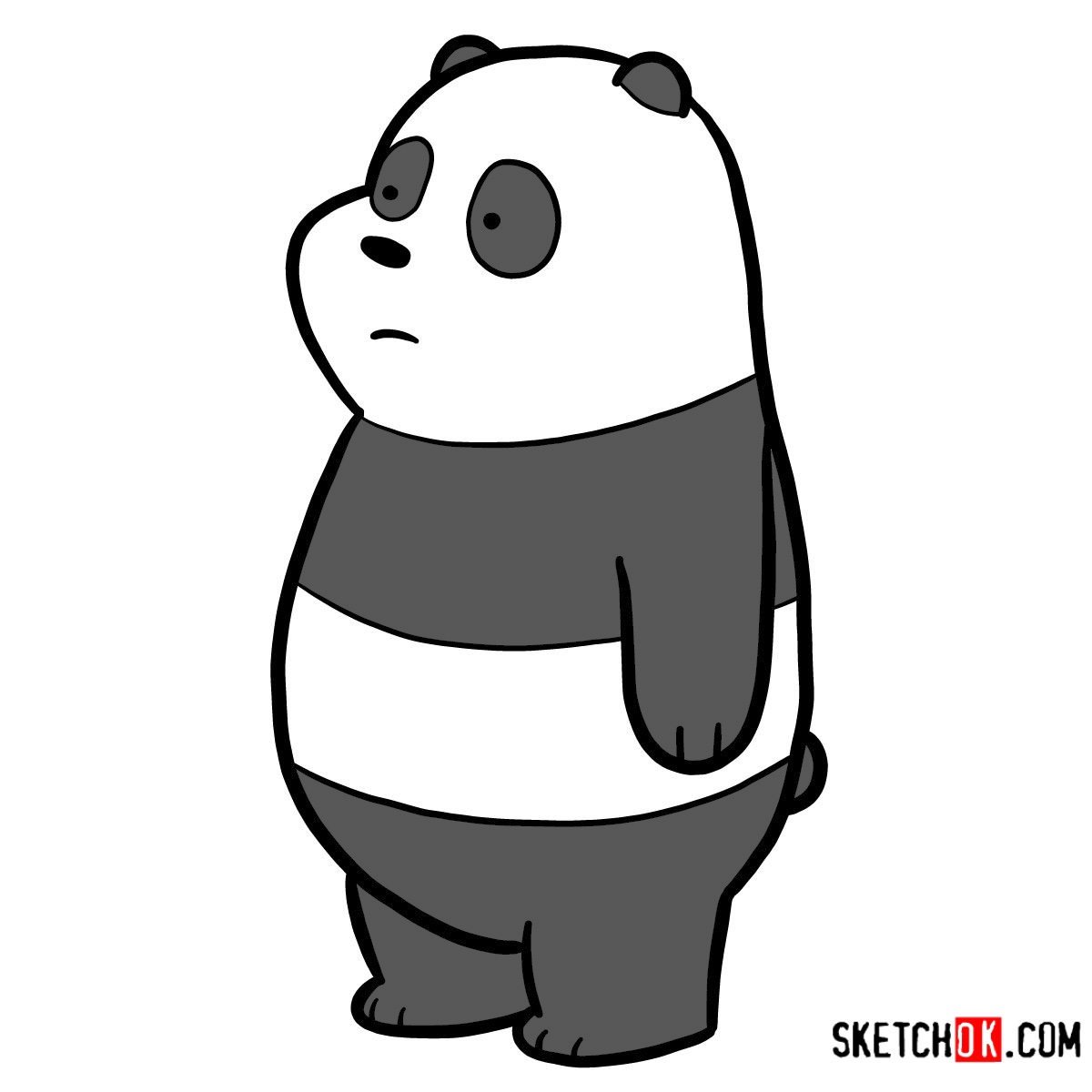 How to draw Panda Bear | We Bare Bears - Sketchok easy drawing guides