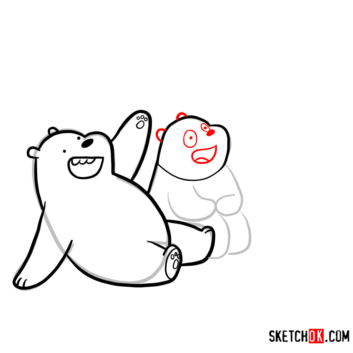 How to draw all three bears together | We Bare Bears - step 10