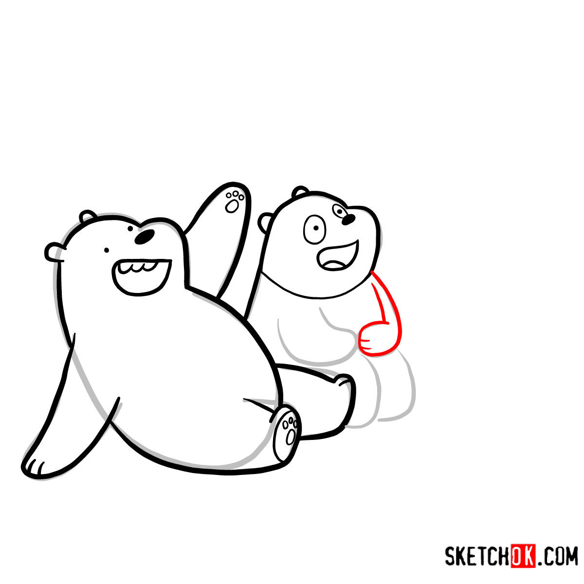 How to draw all three bears together | We Bare Bears - step 11
