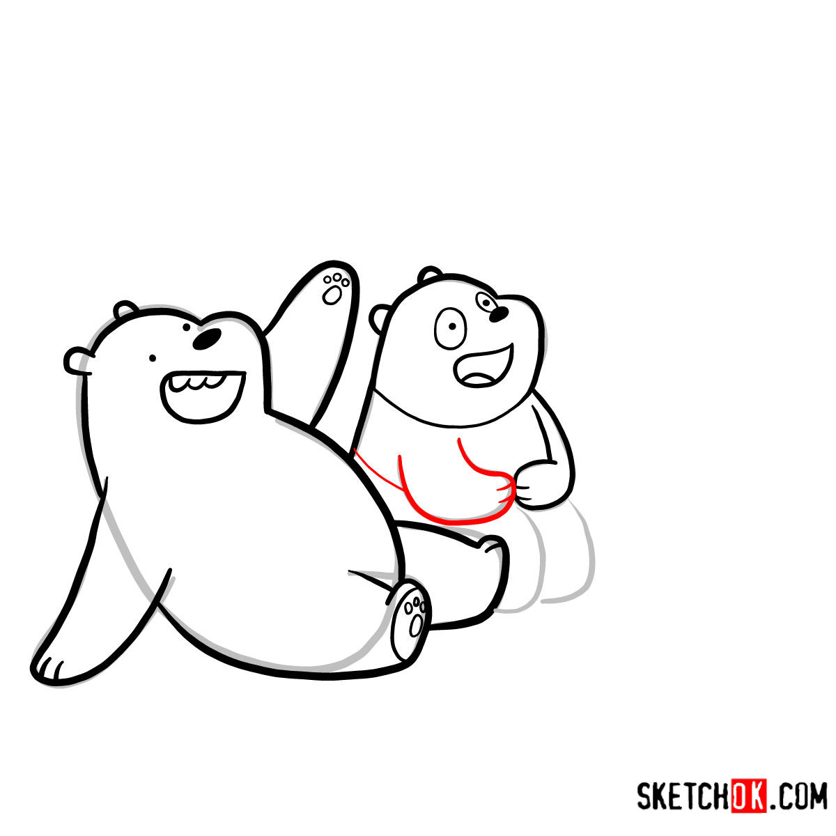How to draw all three bears together | We Bare Bears - step 12