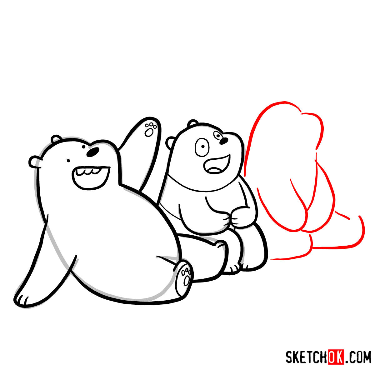 How to draw all three bears together | We Bare Bears - step 15