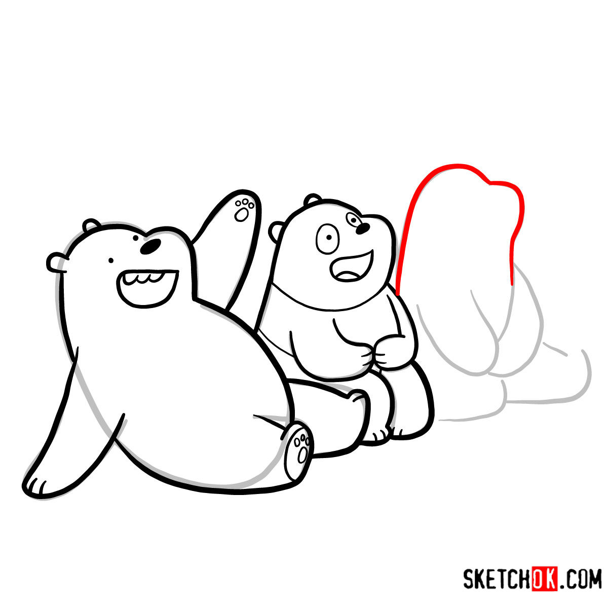 How to draw all three bears together | We Bare Bears - step 16