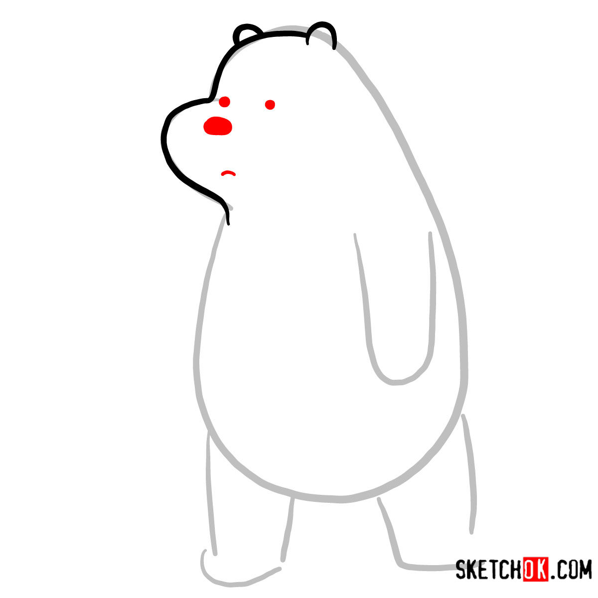 How to draw sad Ice Bear | We Bare Bears - step 03