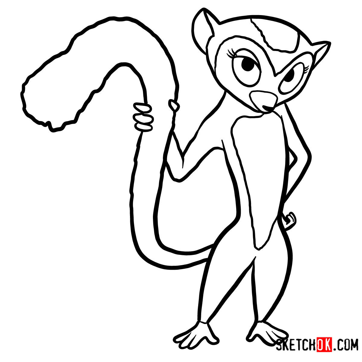 How to draw Clover Madagascar - Sketchok easy drawing guides.