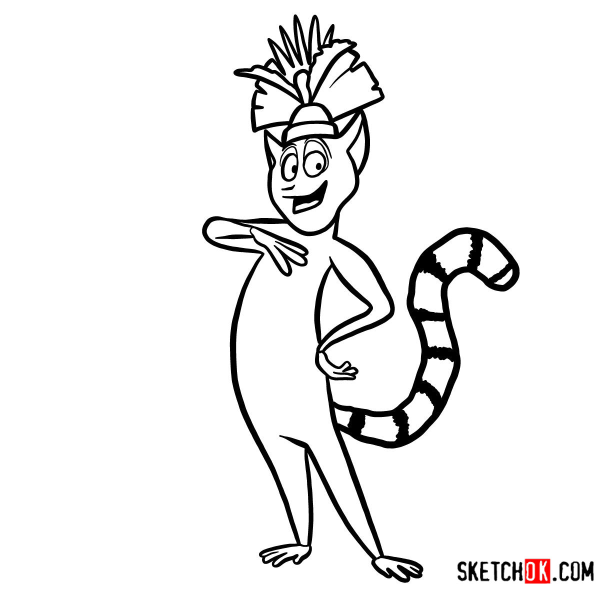 How to Draw King Julien, the Lemur King of Madagascar