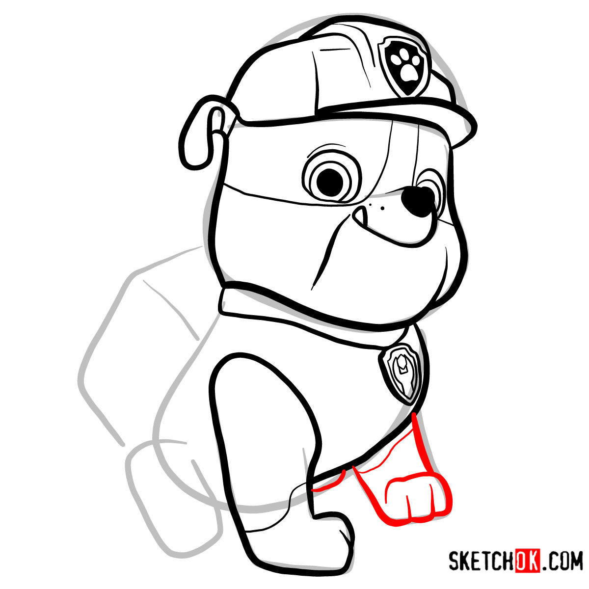 How to draw Rubble | Paw Patrol - step 08