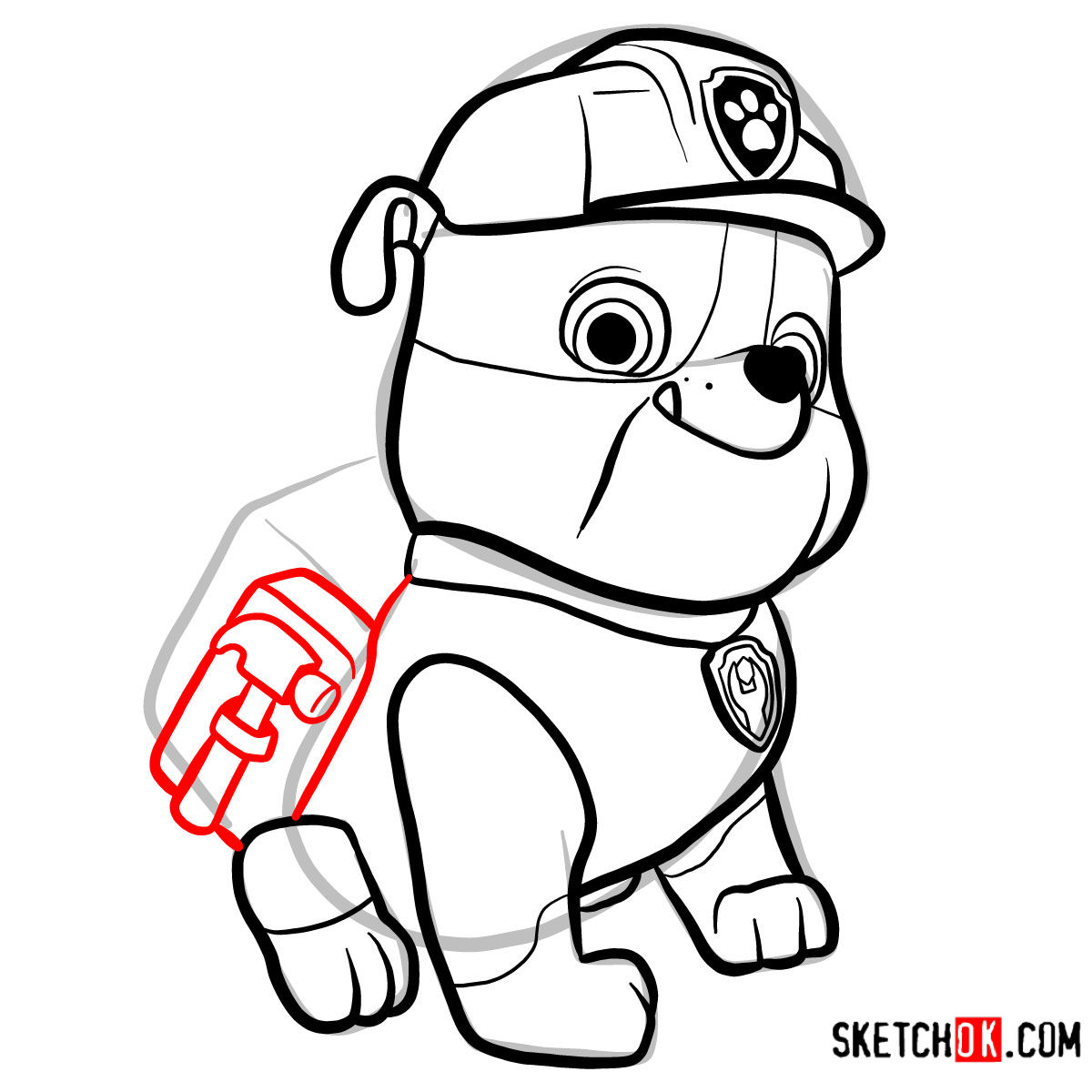 How to draw Rubble | Paw Patrol - step 10