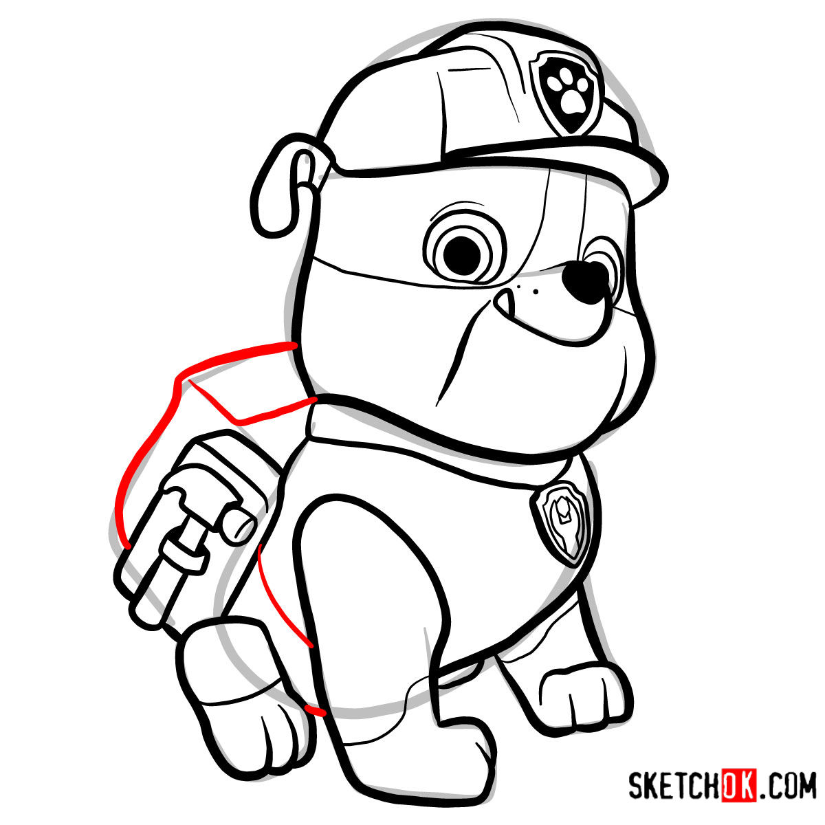 How to draw Rubble | Paw Patrol - step 11