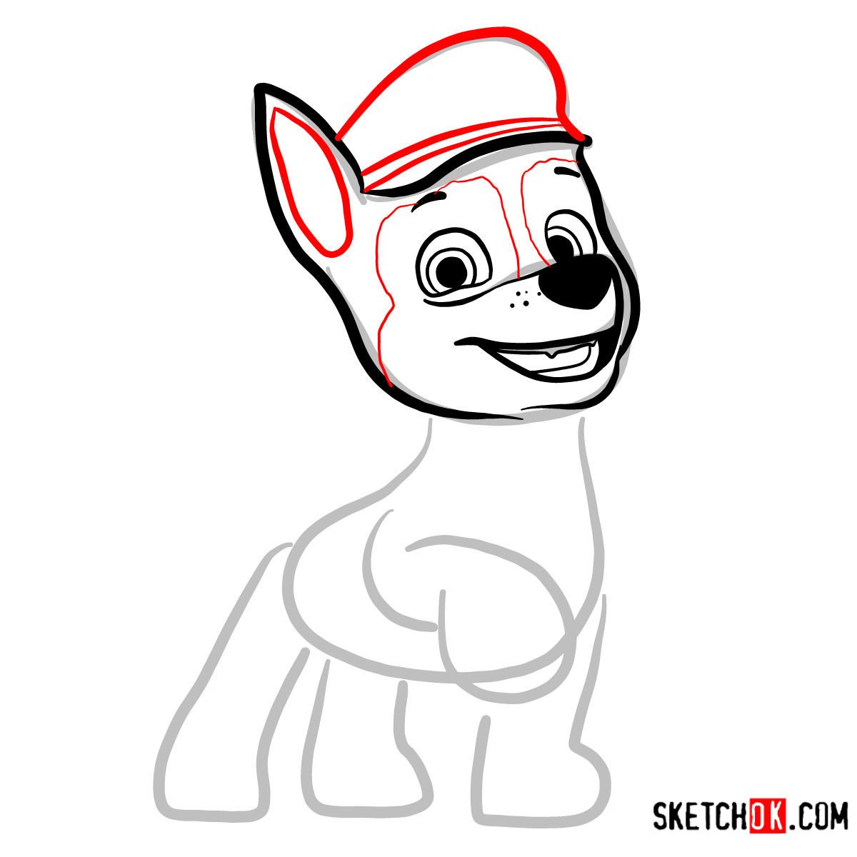 How to draw Chase | Paw Patrol - step 05