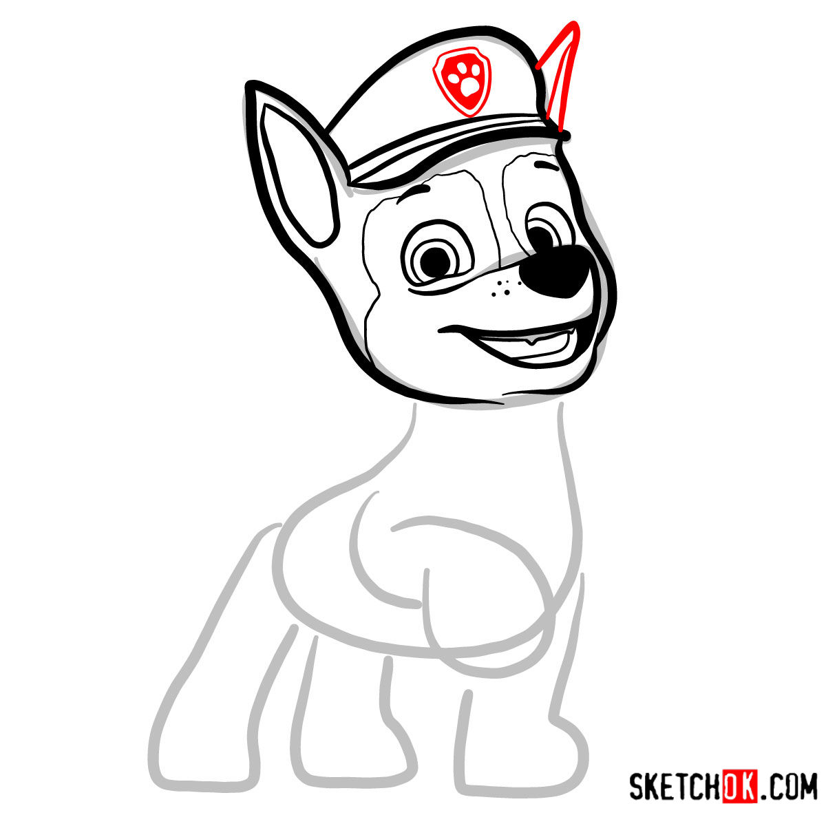 How to draw Chase | Paw Patrol - step 06