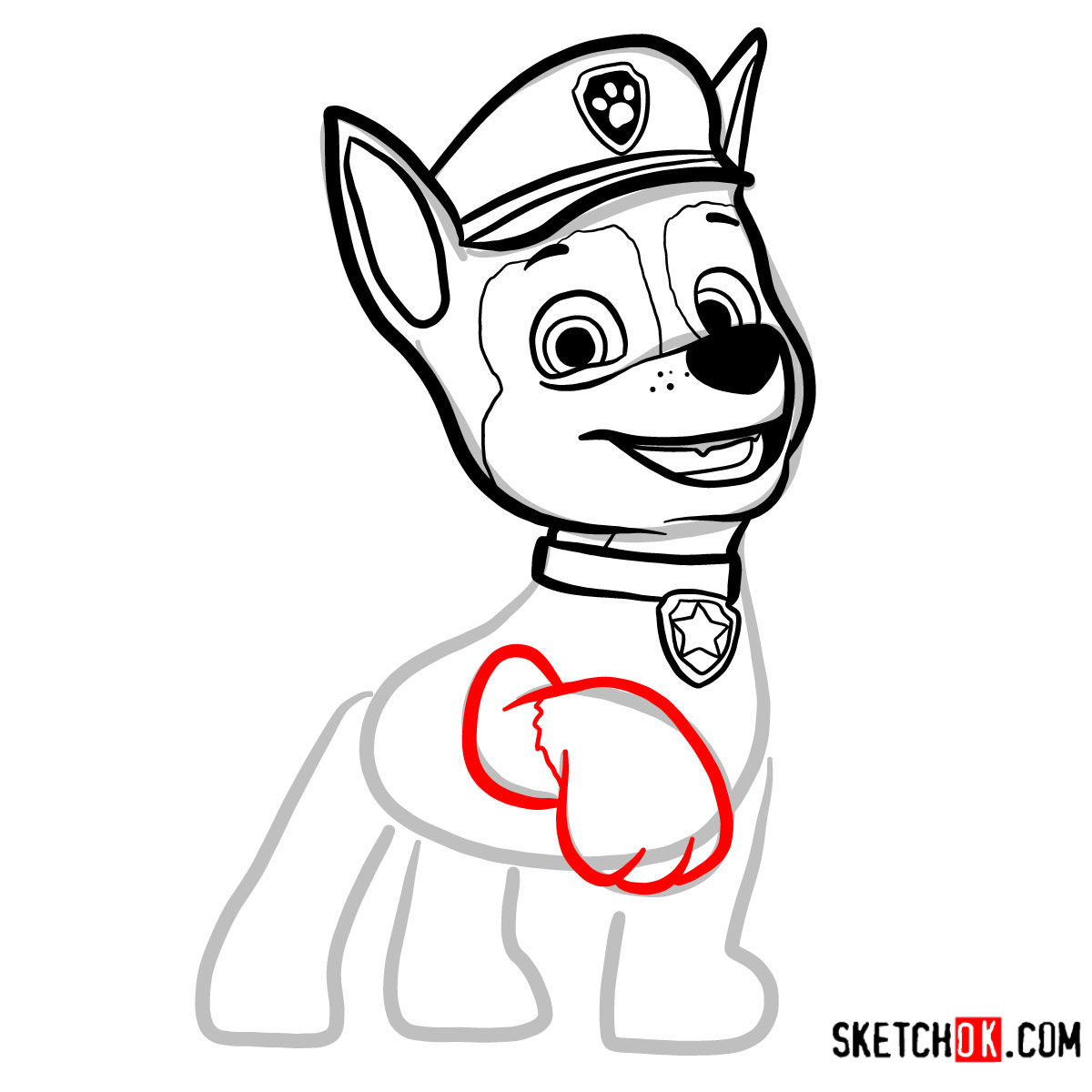How to draw Chase | Paw Patrol - step 08