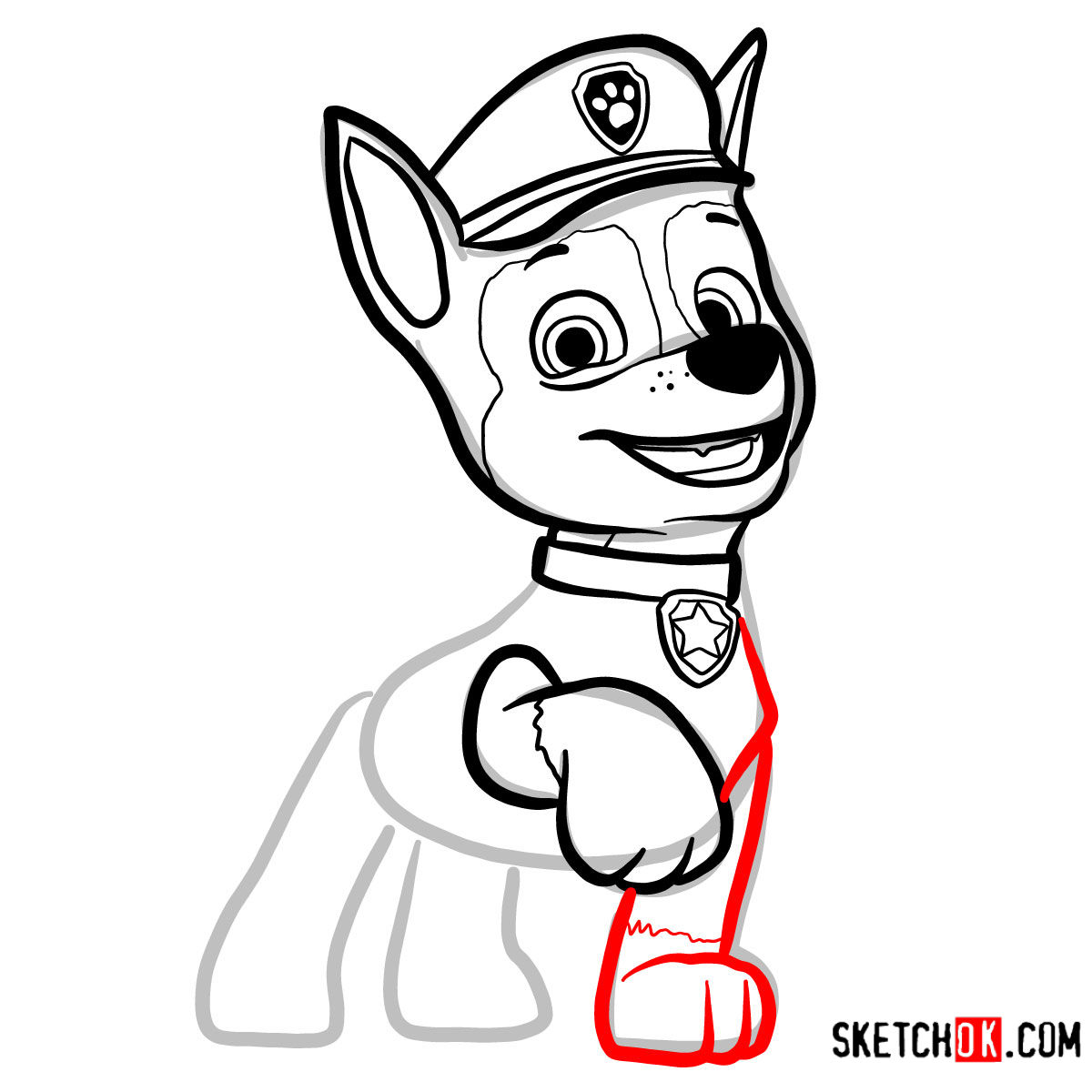 How to draw Chase | Paw Patrol - step 09