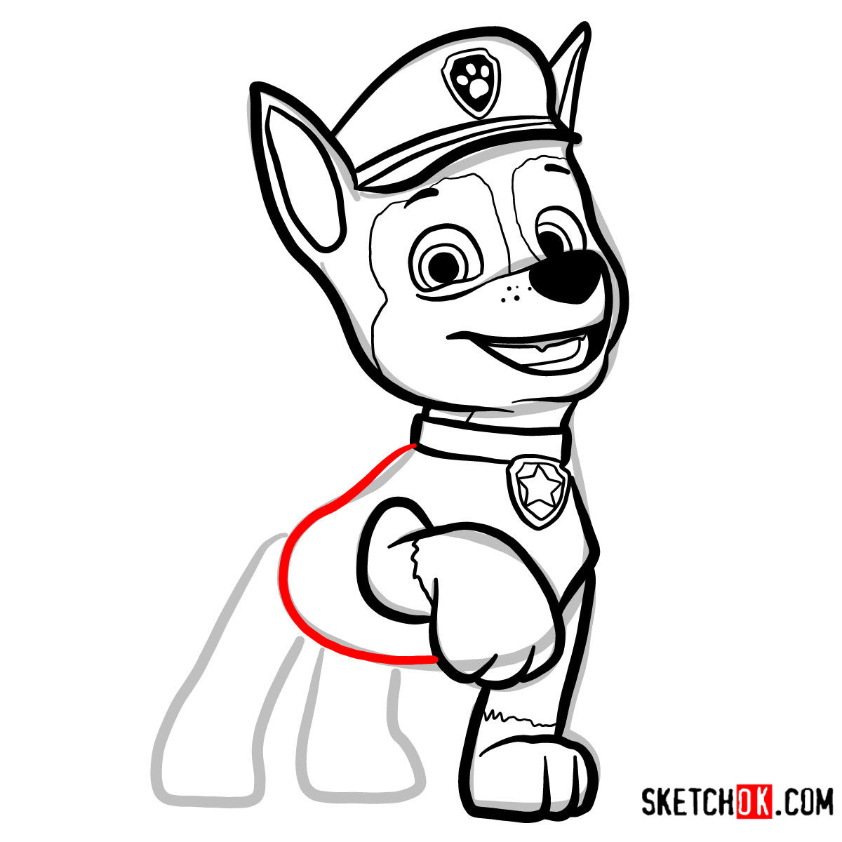 How to draw Chase | Paw Patrol - step 10