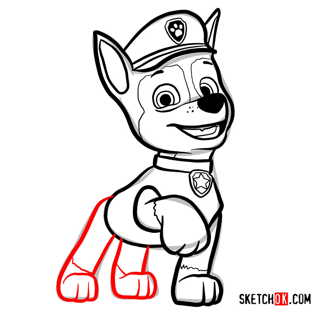 How to draw Chase | Paw Patrol - step 11