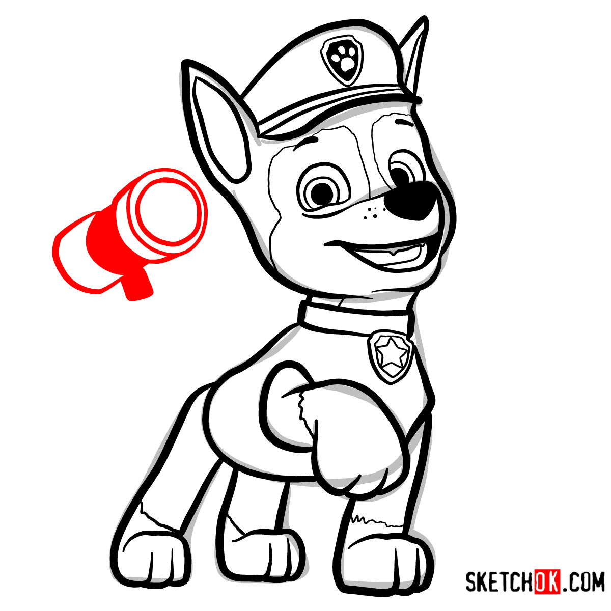 How to draw Chase | Paw Patrol - step 12
