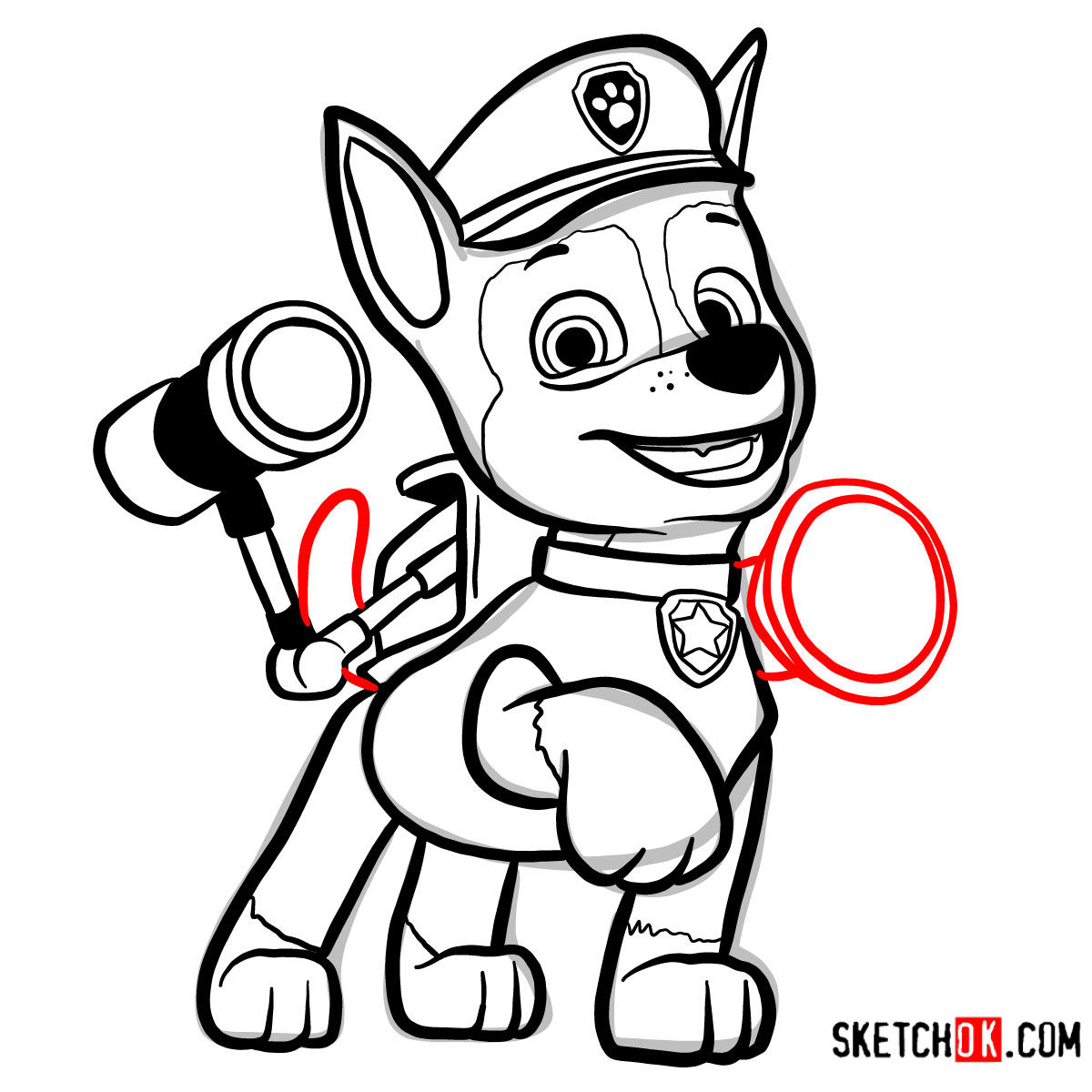 Learn How to Draw Chase, the PAW Patrol's Police Pup