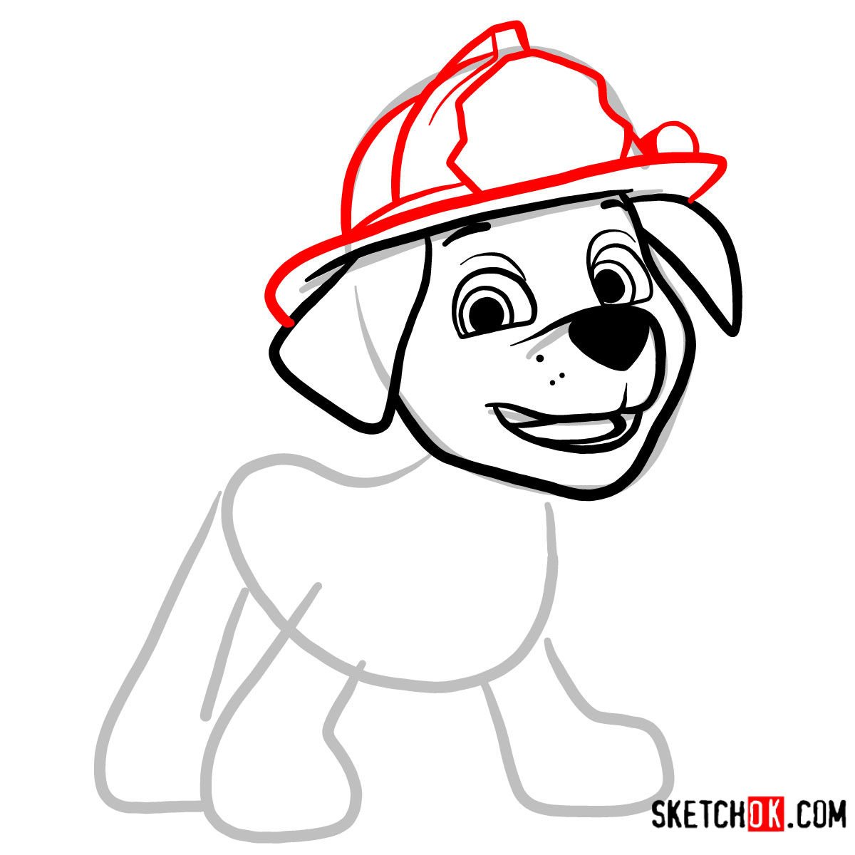 How to draw Marshall Paw Patrol Step by step drawing