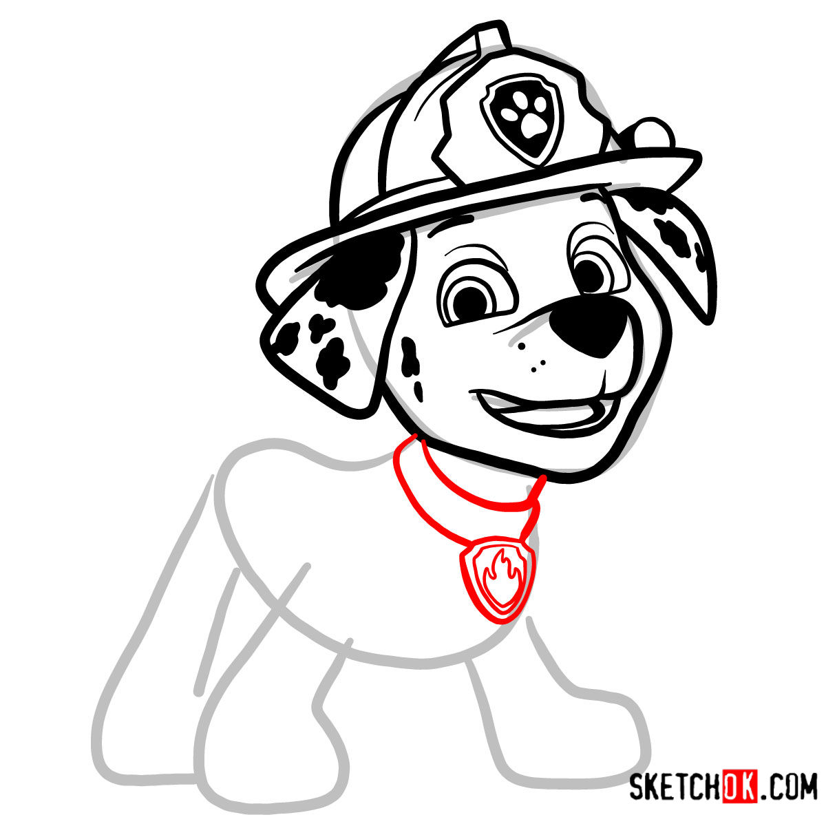 How to draw Chase - Paw Patrol Characters