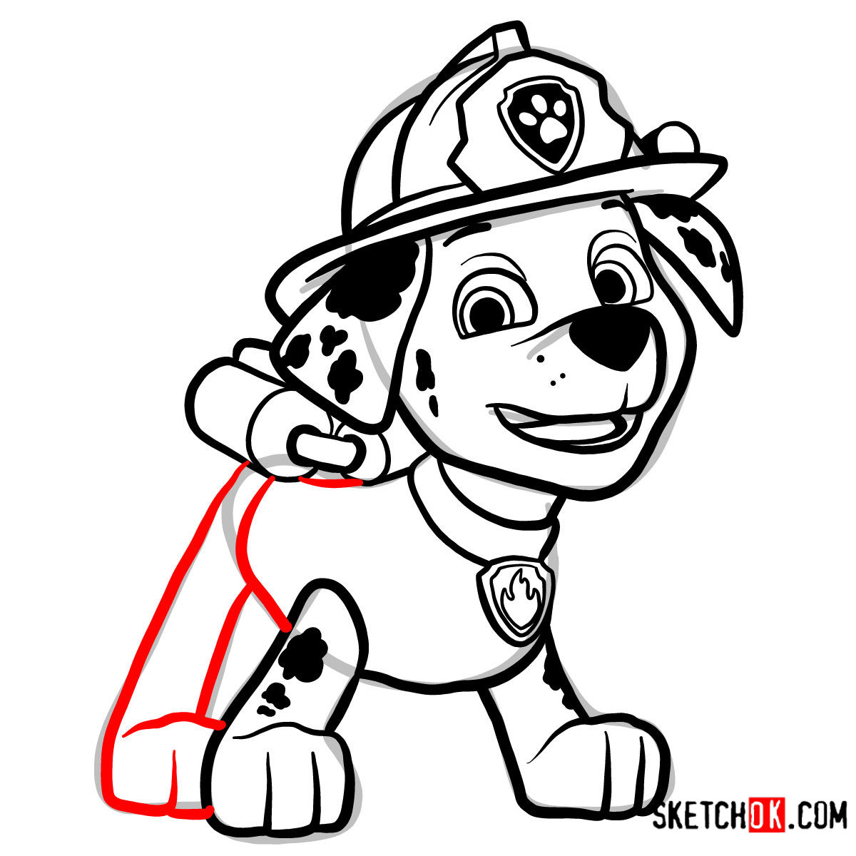 How to draw Marshall | Paw Patrol - step 12