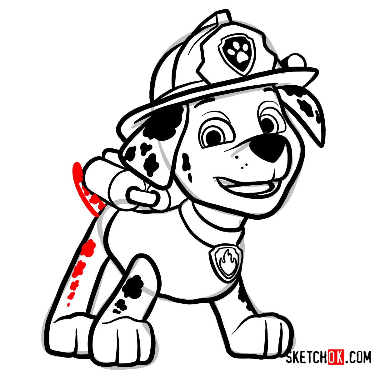 How to draw Marshall | Paw Patrol - step 13