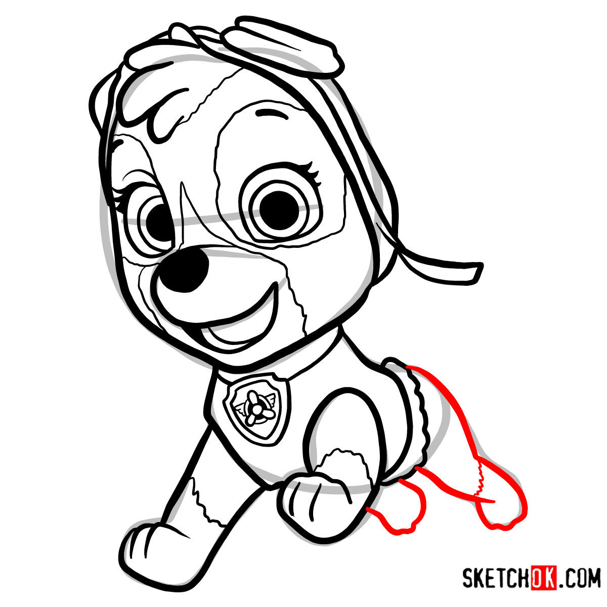 How to draw Skye | Paw Patrol - step 10