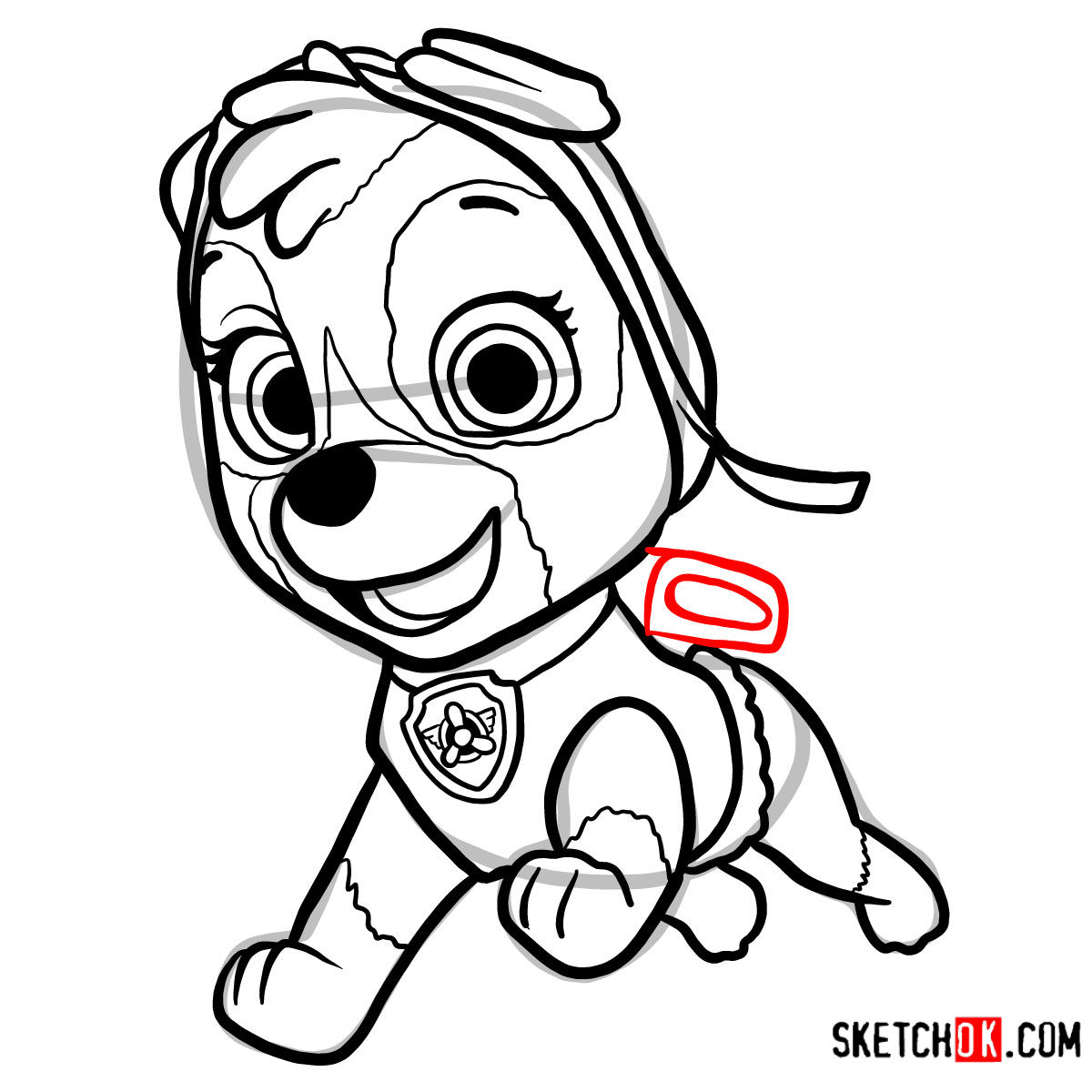 How to draw Skye | Paw Patrol - step 11