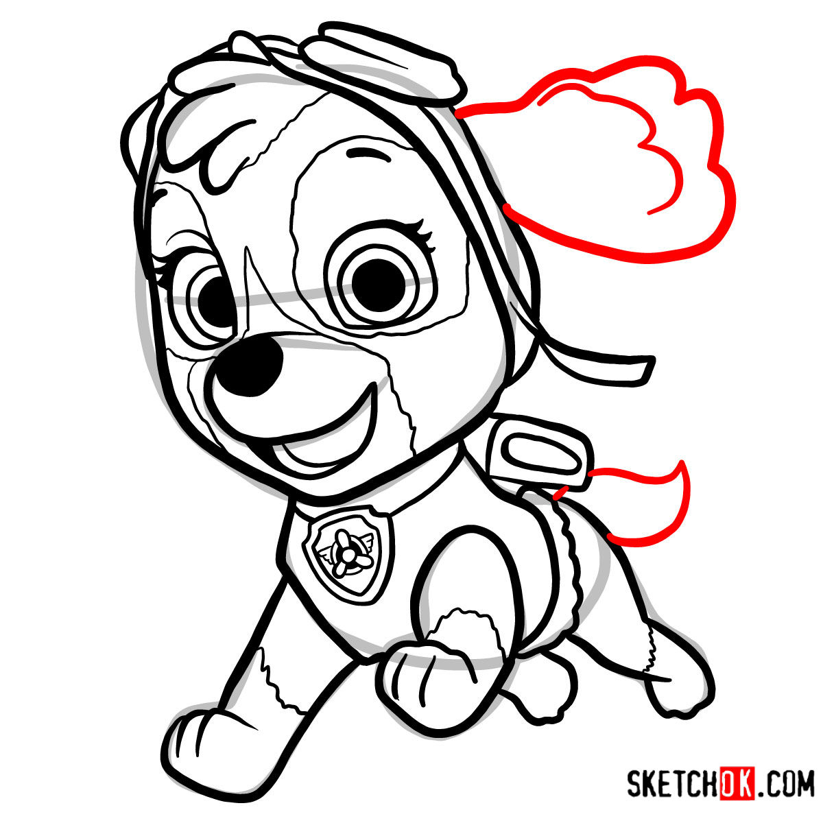 Learn How to Draw Skye, the PAW Patrol's Air Rescue Pup