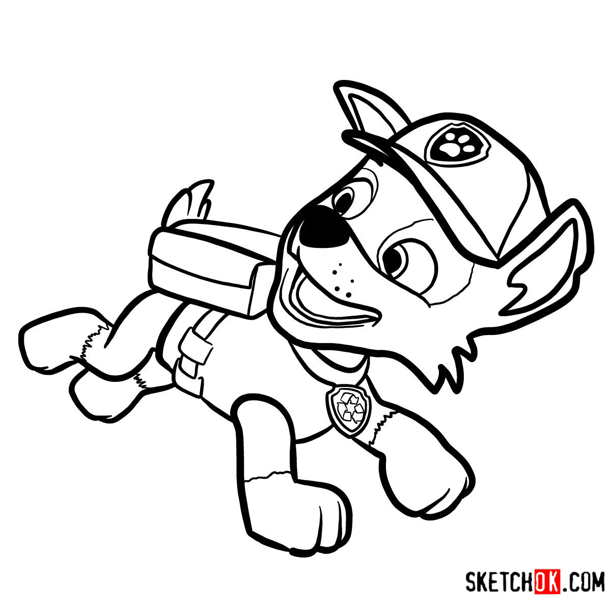 rocky paw patrol drawing easy