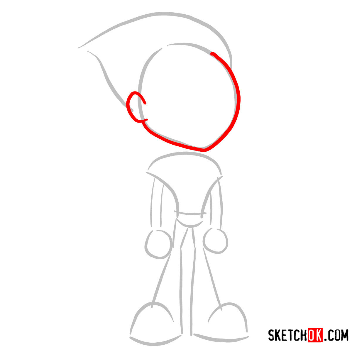 How to draw Robin chibi style | Teen Titans - step 02