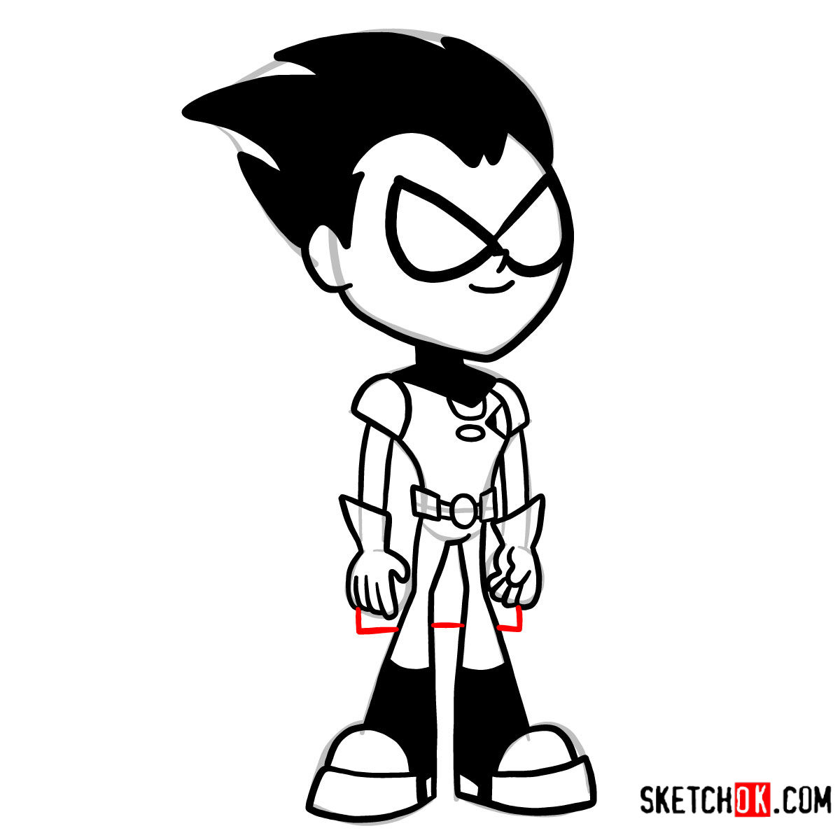 How to draw Robin chibi style | Teen Titans - step 11