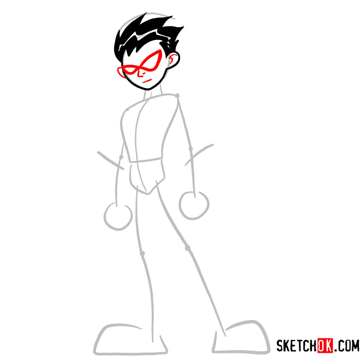 How to draw Robin | Teen Titans - step 04