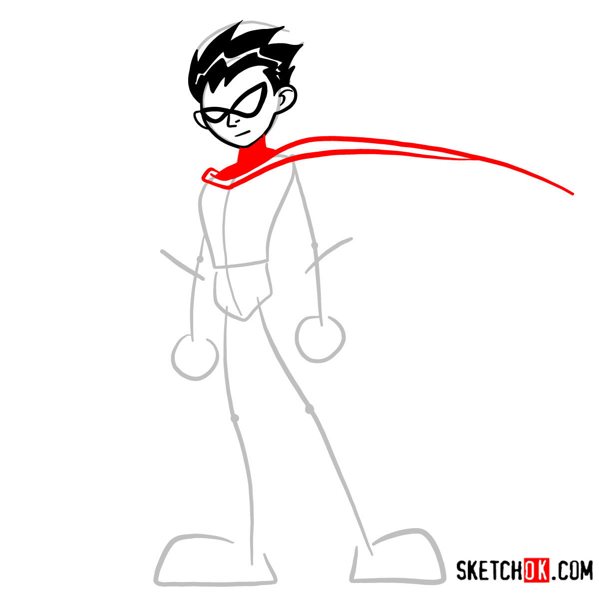How to draw Robin | Teen Titans - step 05