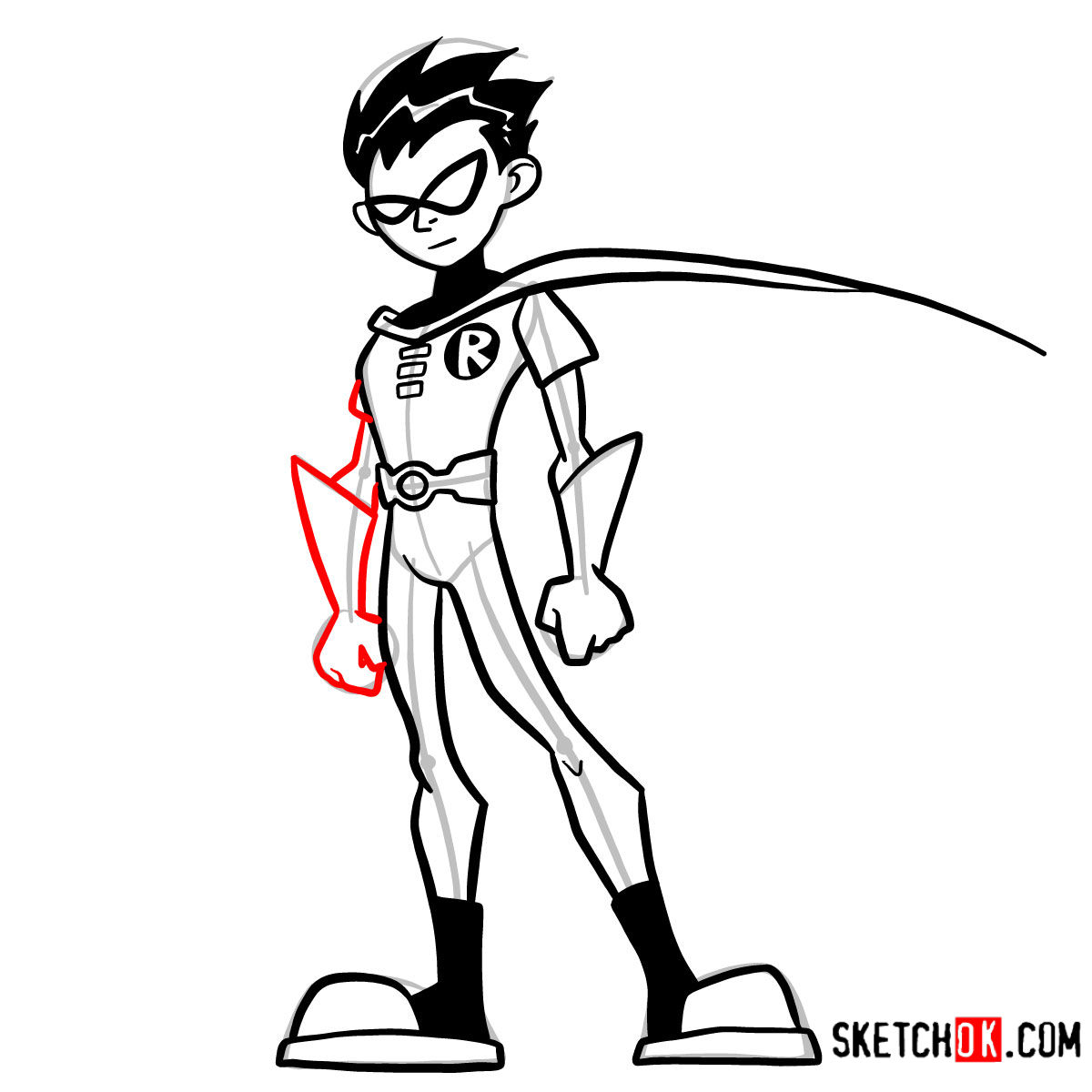 How to draw Robin | Teen Titans - step 11