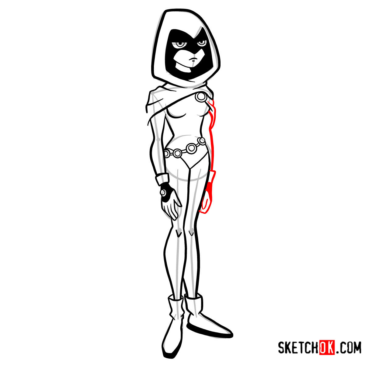 How to draw Raven | Teen Titans - step 10