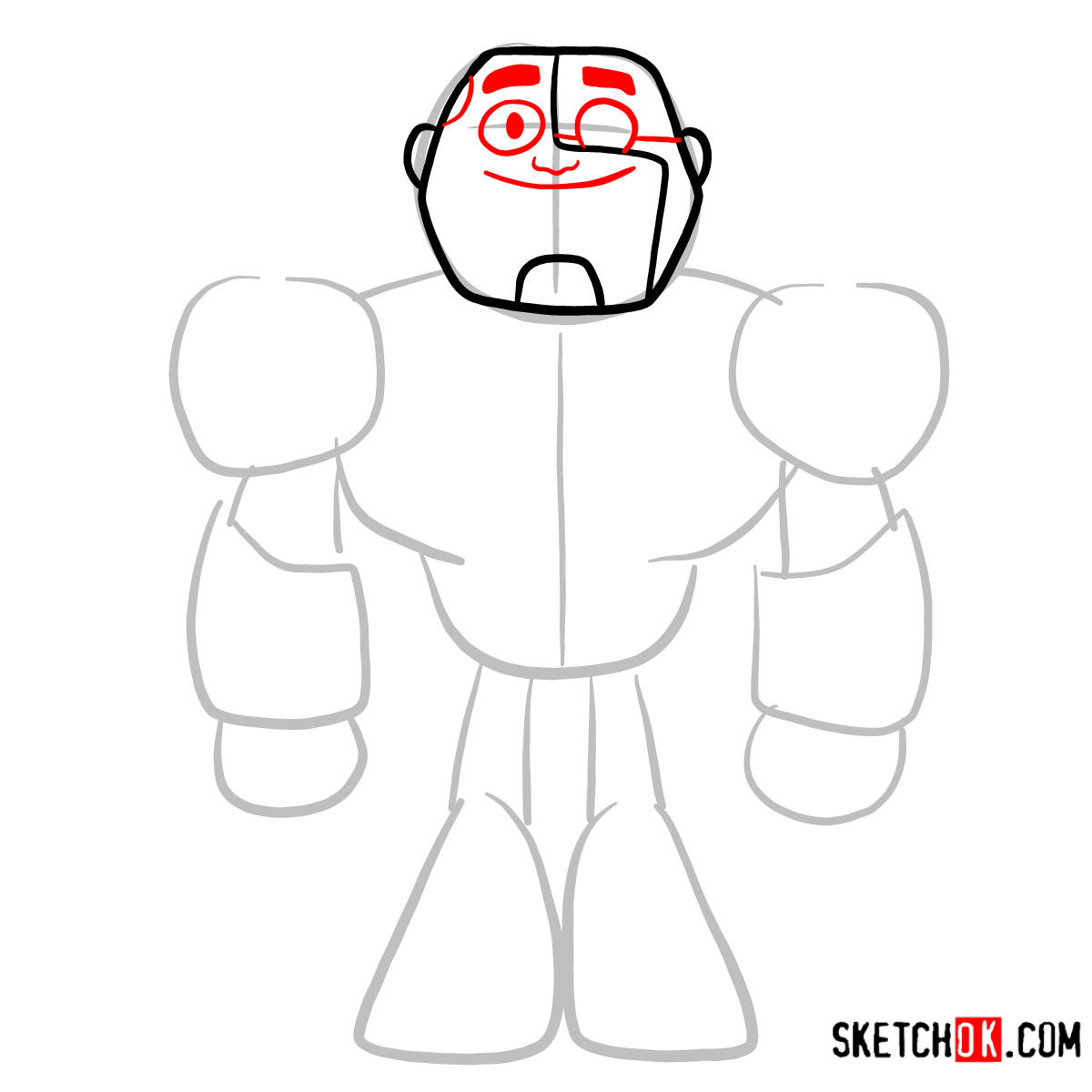 How to draw Cyborg chibi | Teen Titans - step 03