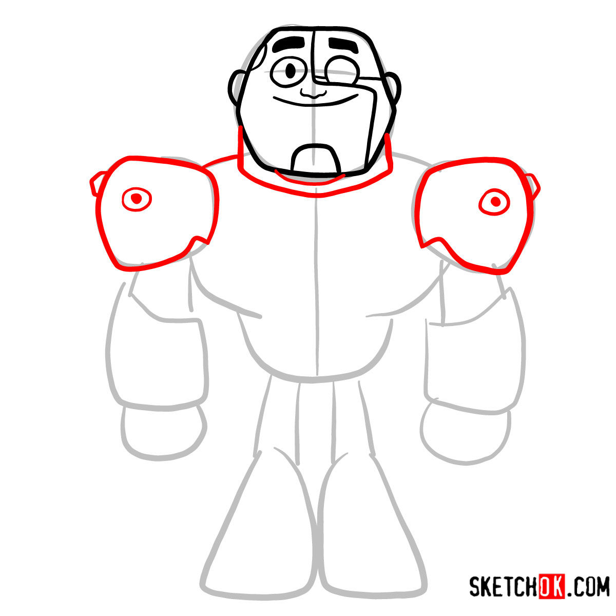How to draw Cyborg chibi | Teen Titans - step 04