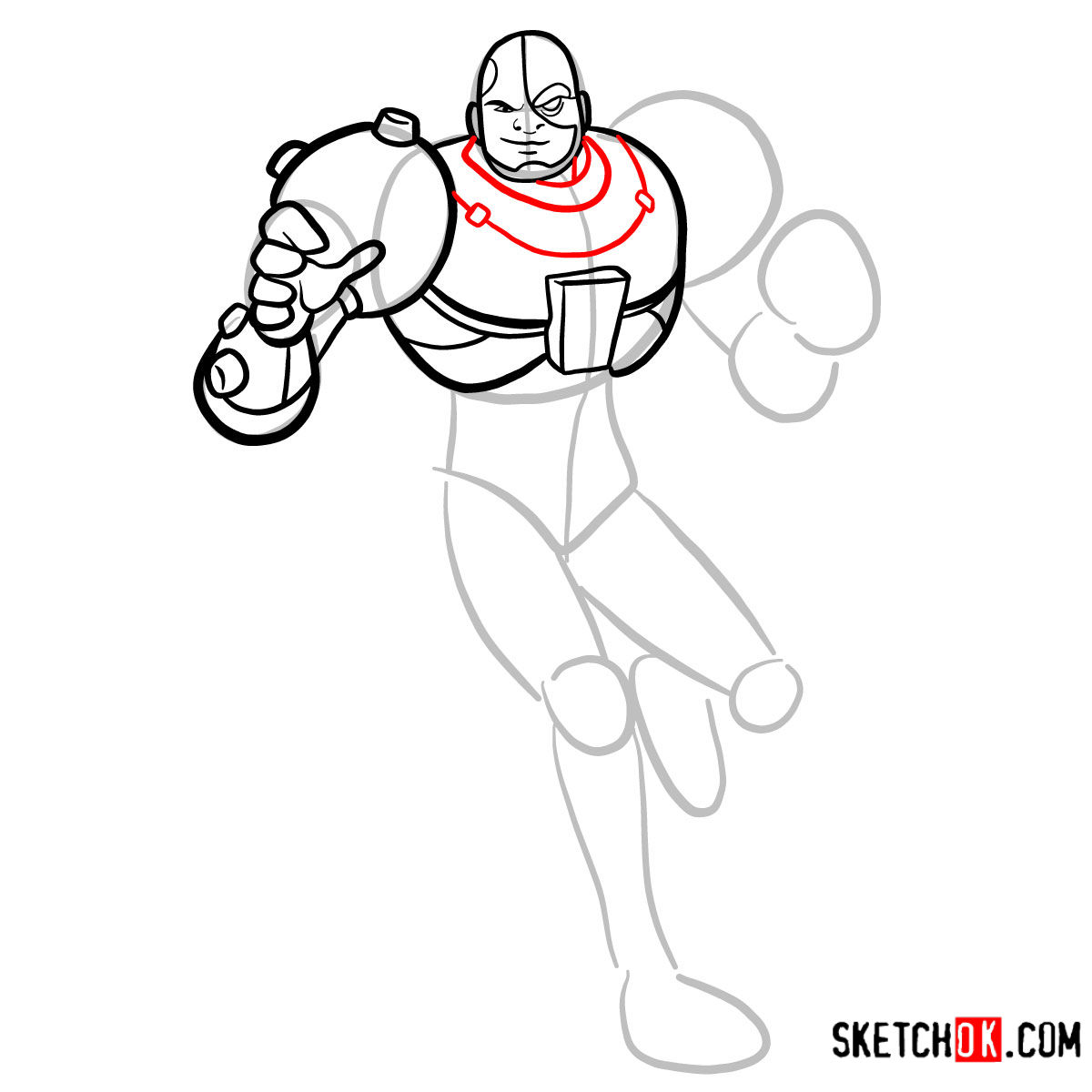 How to draw Cyborg | Teen Titans - step 07