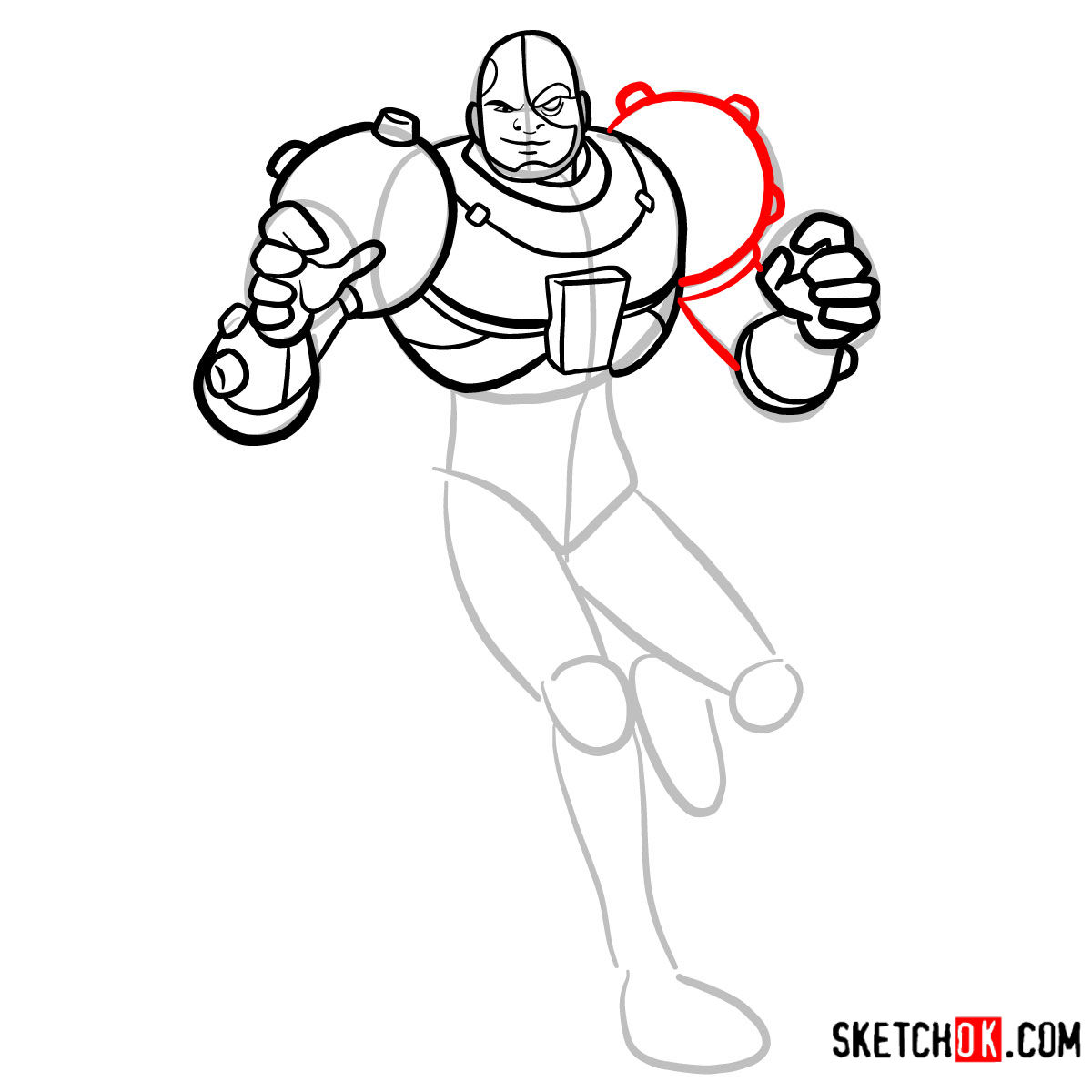 How to draw Cyborg | Teen Titans - step 09